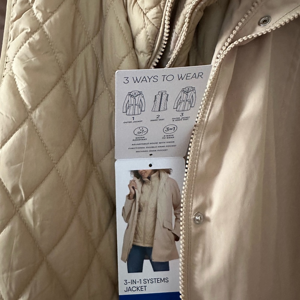 Lands’ End Women's Beige 3-in-1 Systems Jacket size L NEW
Water Resistant jacket